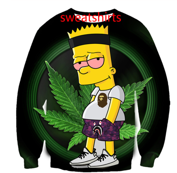 

2019 simpson cartoon character sweatshirt men women 3d print 3d funny long sleeve tracksuit pullover outerwear casual w99, Black