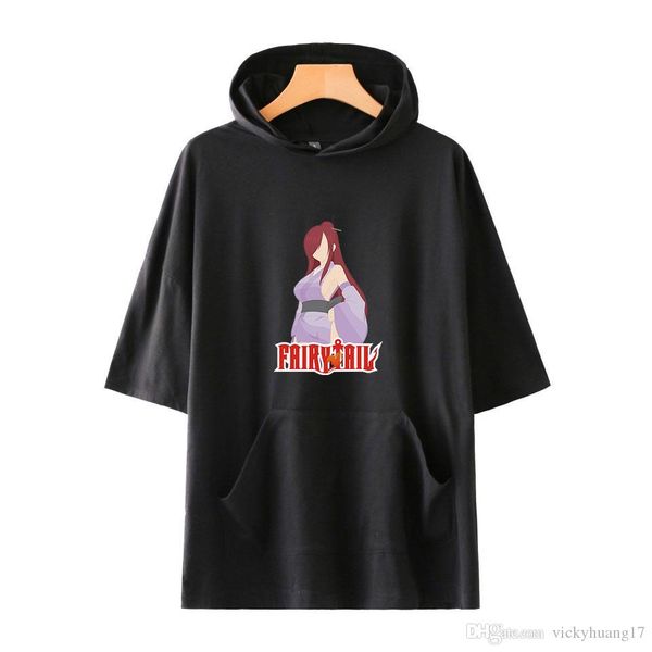 

аниме fairy tail 2d с коротким рукавом толстовка женщины мужчины лето хип-хоп 2019 новый kpop мода тенденция с коротким рукавом, Black
