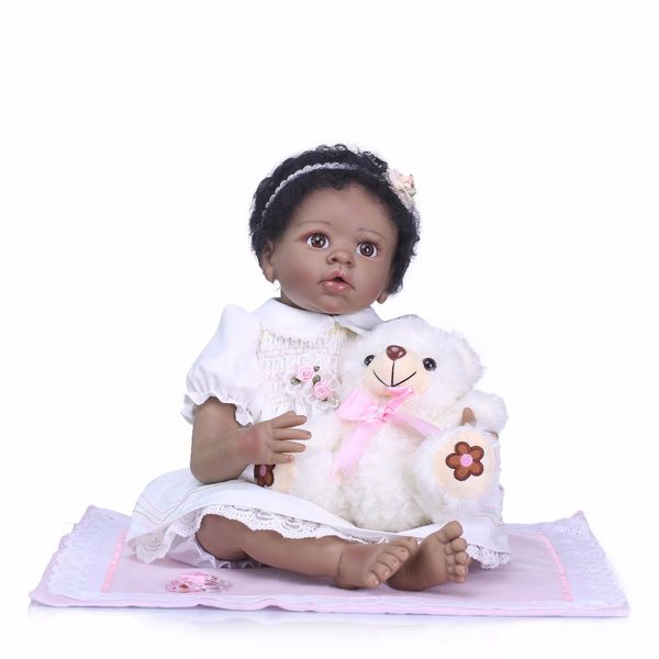 

bebe reborn 22inch dolls 55cm soft silicone black baby reborn dolls with cotton body lifelike doll reborn babies toys for girls plamatrs
