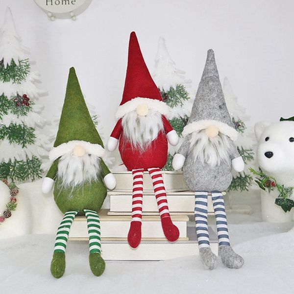 

1 pcs christmas decoration sitting long-legged elf festival year dinner party christmas doll pendant decorations for home