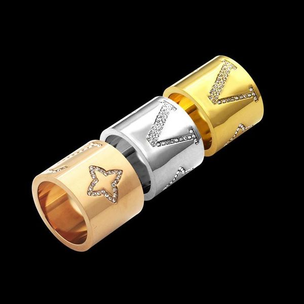 

2020 classic wide rings crystal design titanium steel love punk rings with for women and man weddings jewelry gift, Silver