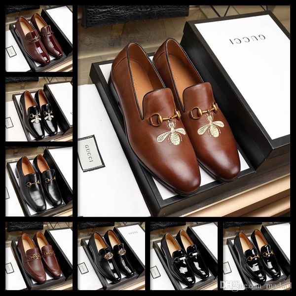 

18ss official new style men shoes square toe formal dress leather shoes italian loafers party wedding brogue shoe yyy11, Black