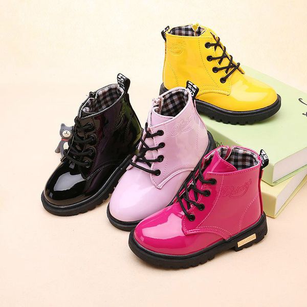 

kids winter girls shoes pu waterproof baby matin boots for boys martin fashion korean children boots, Black;grey
