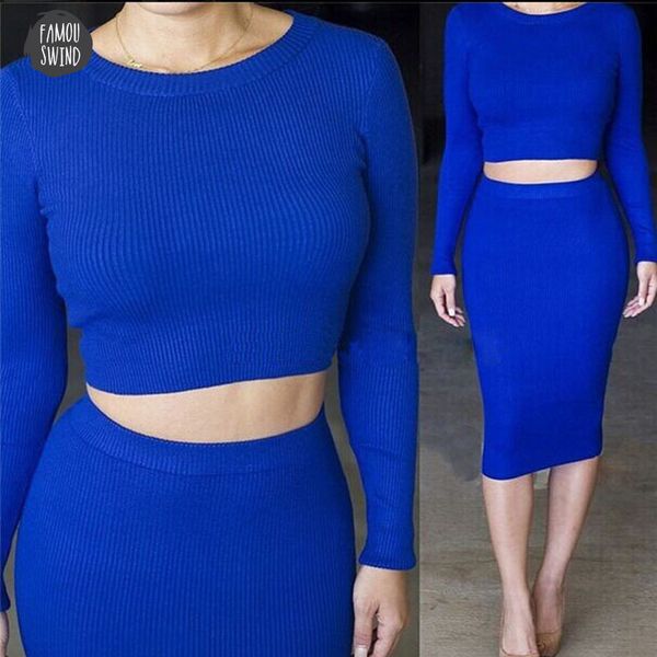 

piece 2 set women long sleeve crop and skirt tc97501010005 mid length hip wrapped skirt tracksuits set, White