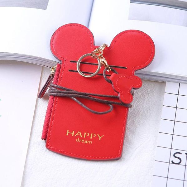 

portable size soft pu leather bank holder card cover lovely cute mouse ear shape card case keeper gift