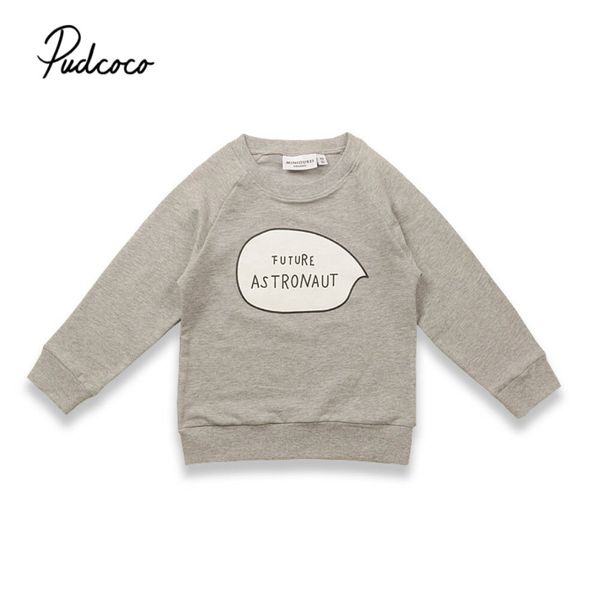 

2019 new arrival baby girls boys sweatshirts winter autumn sweater future astronaut long sleeve t-shirt character kids clothes, Black