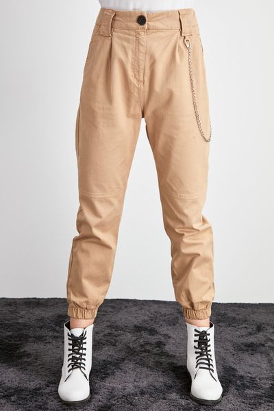 

trendyol свиные ножки elasticized высокая талия jogger джинсы twoaw20je0494, Blue