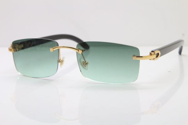 

2019 wholesale 18k gold vintage sunglasses women designer rimless 8200757 black buffalo horn glasses with box sun glasses, White;black