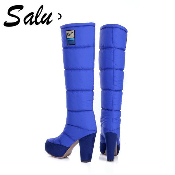 

salu 2019 new arrival snow boots women keep warm winter boots female footwear platform mid calf half shoes plus size 8 9, Black