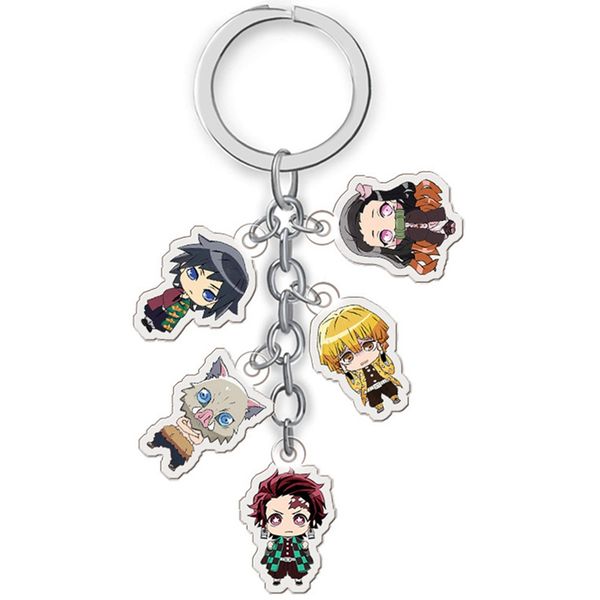

1pc anime keychain demon slayer: kimetsu no yaiba key chain kamado nezuko cosplay acrylic pendant jewelry gift, Silver