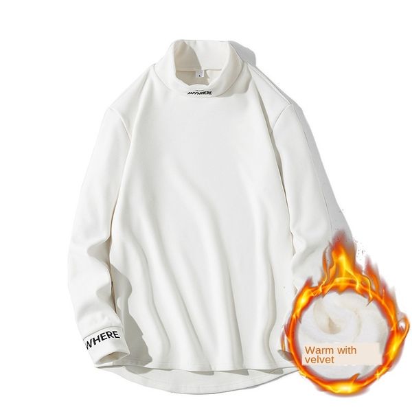 

мужская дизайнерская толстовка зима с длинным рукавом футболка мужская повседневная тенденция повседневная футболка кролик плюшевые утолщенн, Black