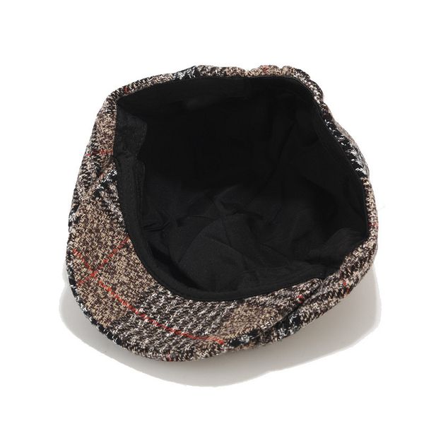 

beret autumn and winter vintage felt lattice octagonal hat street visor, Blue;gray