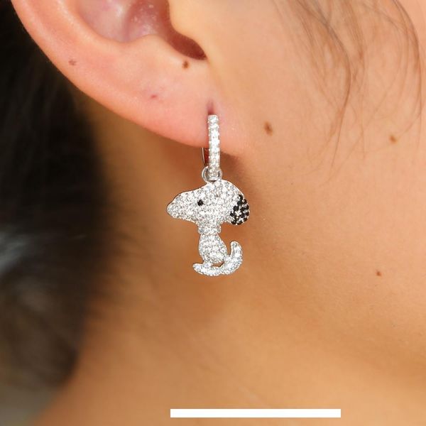 

fashion- elegant cz animal french bulldog earrings for women cute puppy dog stud earrings cute earring girls kids femme 2018 new, Golden;silver