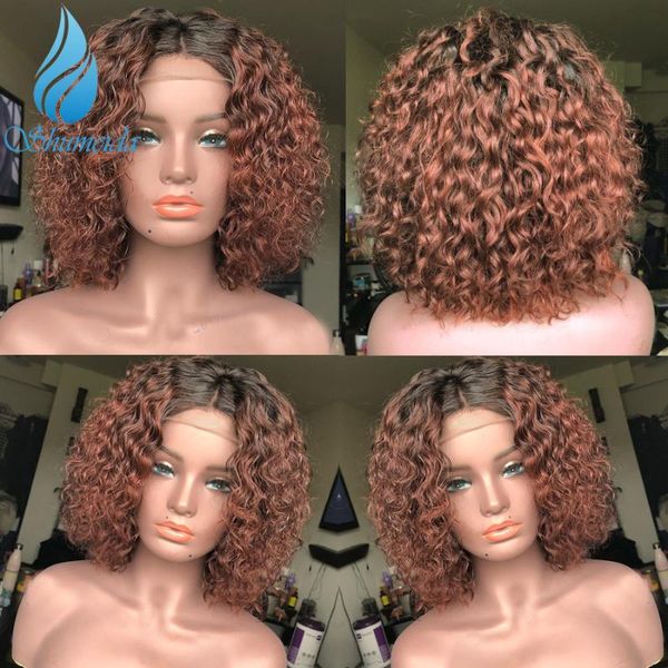 

180% density 13*6 lace front human hair wigs for women brazilian remy hair kinky curly glueless lace wigs baby, Black;brown