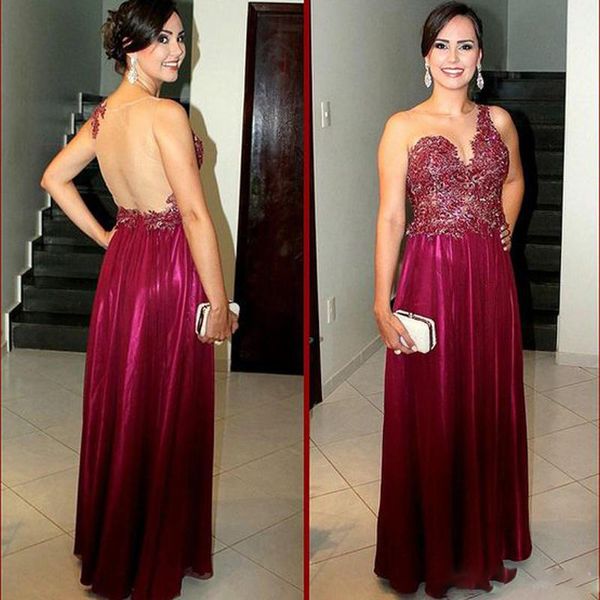 

arabic backless sheer neck a line evening dress floral lace prom gowns vestido floor length formal party dress, Black;red