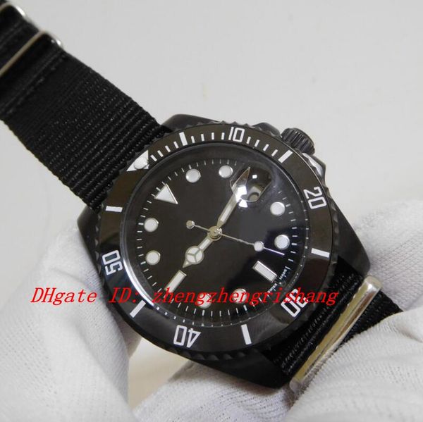 

new mens 40mm automatic perpetual 116610ln 116610 black dial pvd/dlc coated steel nylon nato strap asia 2813 movement men's watches, Slivery;brown