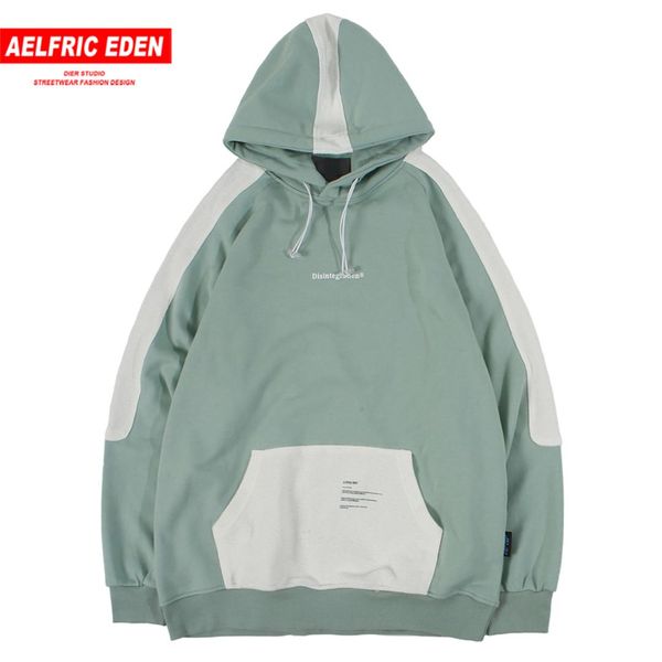

aelfric eden patchwork mens hooded sweatshirts harajuku casual cotton hoodies 2019 streetwear hip hop fashion pullover oversized, Black