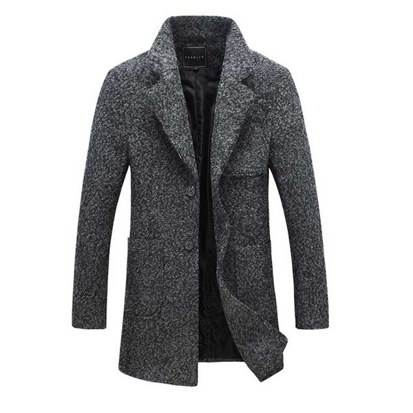 

wool jacket overcoat 5xl mens woolen jacket coat long casaco masculino fashion autumn winter warm trench coat single breasted, Black
