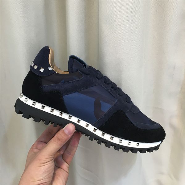 

original box] camo suede studded camouflage rock runner sneaker shoes for women,mens stud casual r sale eu36-46 t05, Black