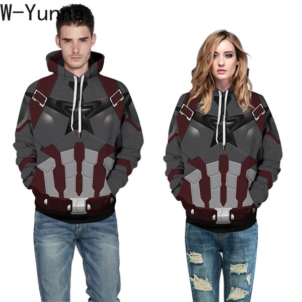 

2019 new steel armor digital printing clothes women loose long sleeve polyester women's hooded sweatshirt, Black