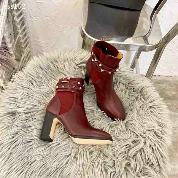 

women short boots 2019 new autumn and winter high heels stiletto belt buckle pointed fashion breathable martin boots women, Black