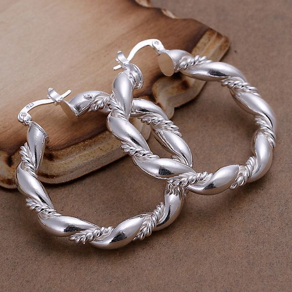 

925 jewelry silver plated earrings ,925-sterling-silver fashion jewelry , twisted ring earrings e156 /cilakzsa dztamraa e156, Golden;silver