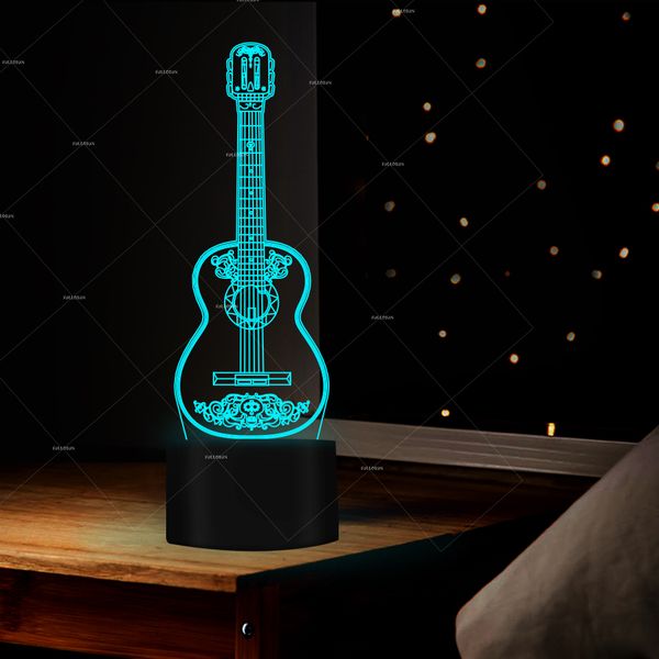 

creative 3d guitar shape led night lights 7 changing color touch switch usb cable led holiday light
