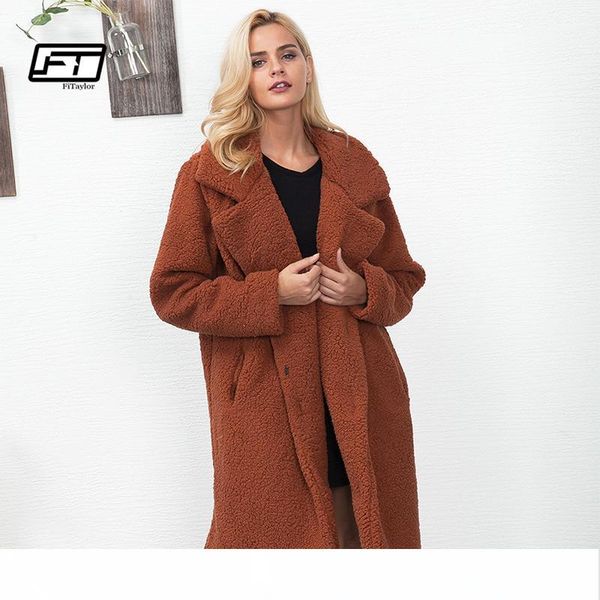 

fitaylor new women fur coat winter fluffy shaggy faux long fur coat thick warm jacket plus size 3xl outwear pele, Black