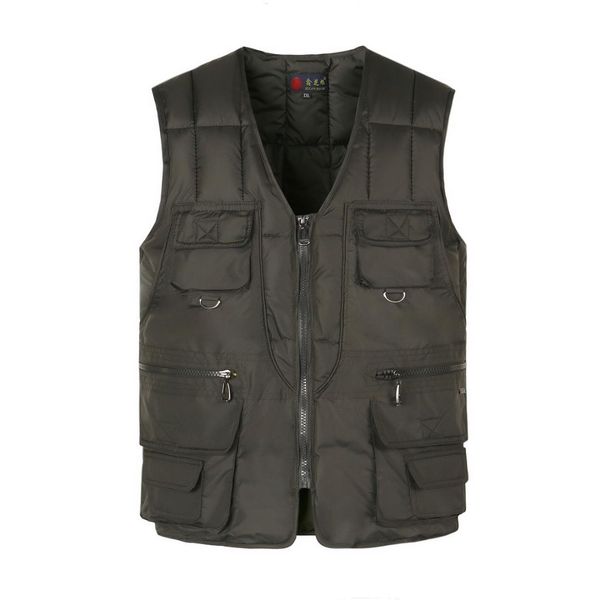 

autumn winter sleeveless jackets middle age men waistcoats thickening keep warm vests male with many pockets bodywarmer plus size -5xl, Black;white