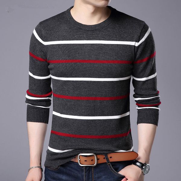 

2019 winter spring slim fit sweater men casual pullover men brand clothing wool striped pull jumper, White;black