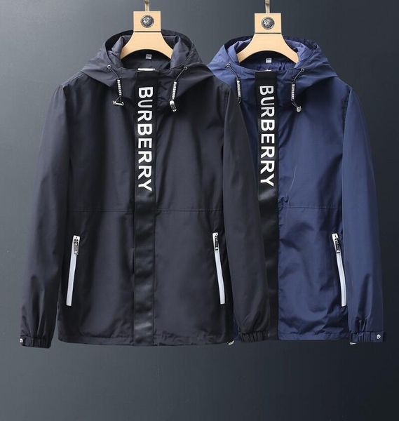 

2020 весной и осенью новый стиль мужской капюшоном куртки траншею, тканые спереди с монограммой печати, водонепроницаемый, черный и синий, р, Black;brown