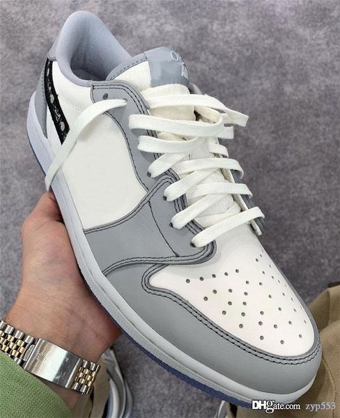 

2020 est authentic 2020dior x air 1 low og wolf grey 1s sail pn dust white cn8608-002 men basketball shoes sports sneakers, Black
