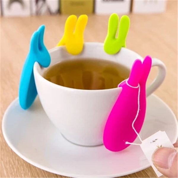 Творческий силиконовый гель кролика в форме чайной мешок держатель мешок держатель конфеты красочный чайный пакет подвесной кружки чашка чашки предпочтительнее