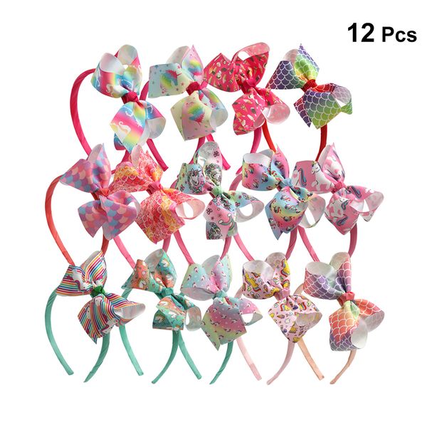 

10pcs girls headband lovely sweet big bowknot pure color hair accessories headwear hair hoop for kids children, Slivery;white