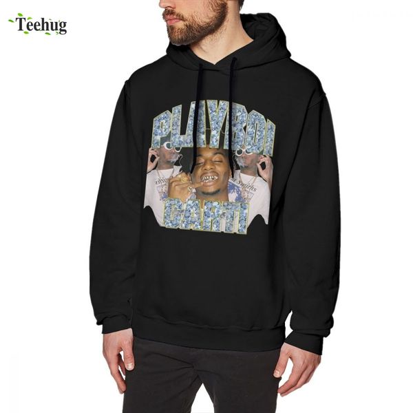 

vintage playboi carti vintage long sleeve crazy unique for male 3d print hip hop hoodies fashionable, Black