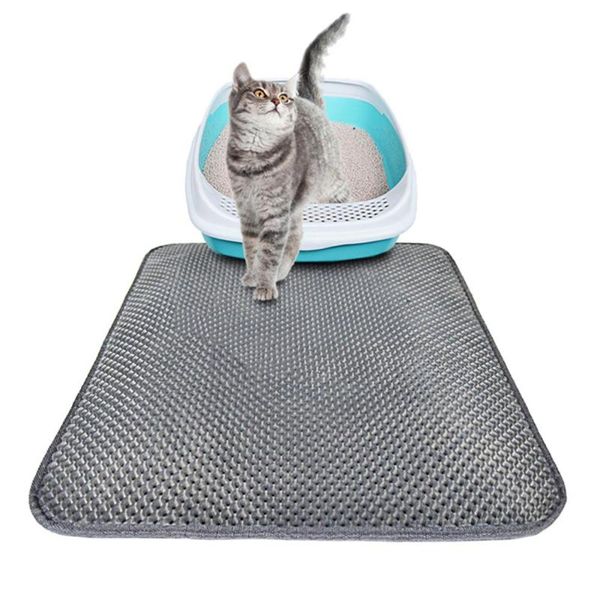 

waterproof pet cat litter mat double layer trapping pet cat litter mat kitten toilet mats feeding non-slip floor pad