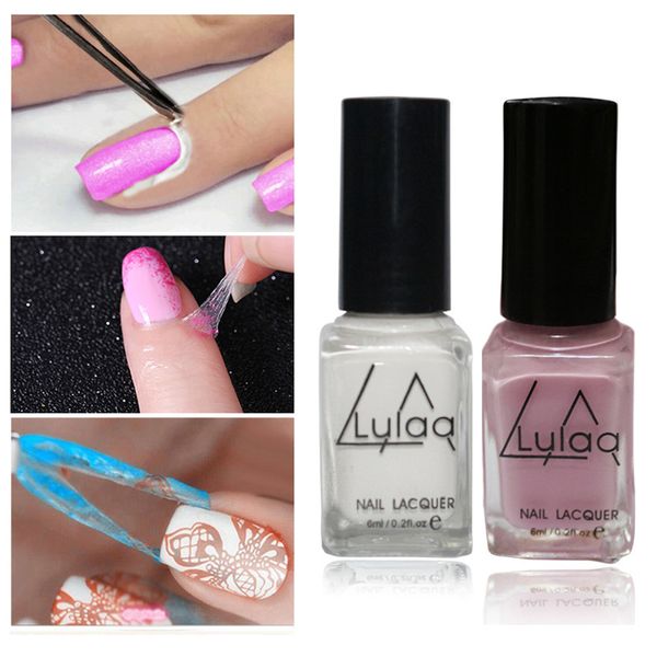 

1pcs new brand lulaa nail art decoration base coat white skin protected glue liquid peel off tape latex nail polish