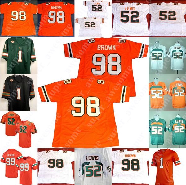 Futebol universitário Miami Hurricanes Camisa de futebol Frank Gore Reggie Wayne Vince Wilfork Devin Hester Clinton Portis