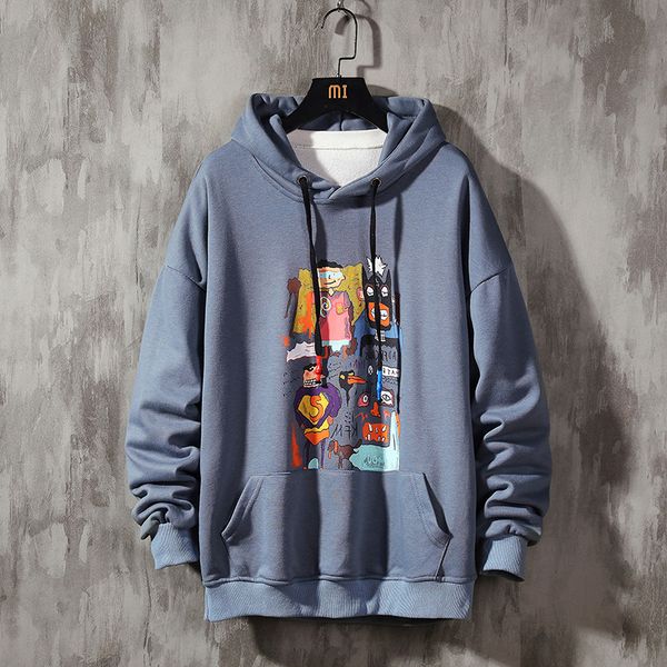 

harajuku толстовка мужчины хип-хоп толстовка с капюшоном мужской японского streetwear мужской корейской смешной черная одежда плюс размер, Black