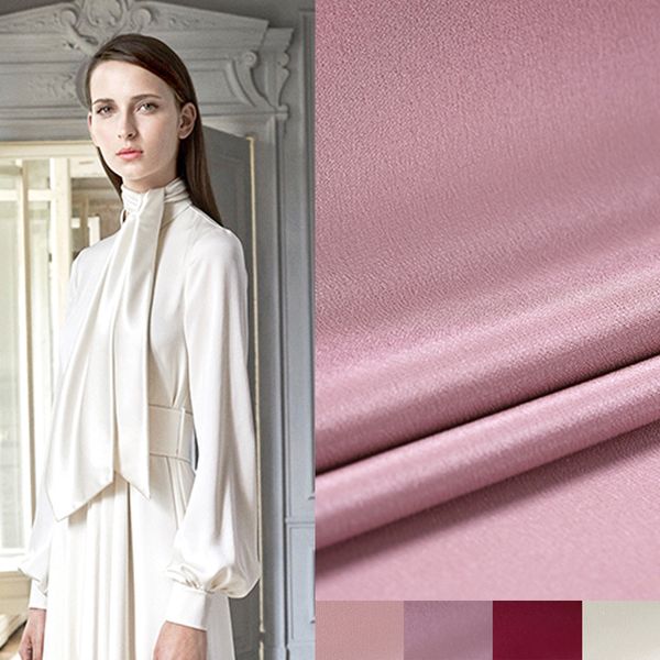 

114cm wide 30mm solid color heavy silk fabric for spring and summer dress blouse de396, Black;white