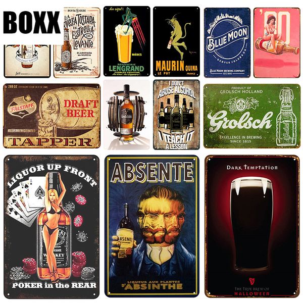 

absente plaque metal vintage tin sign pin up shabby chic decor metal signs vintage bar decoration metal poster pub plate