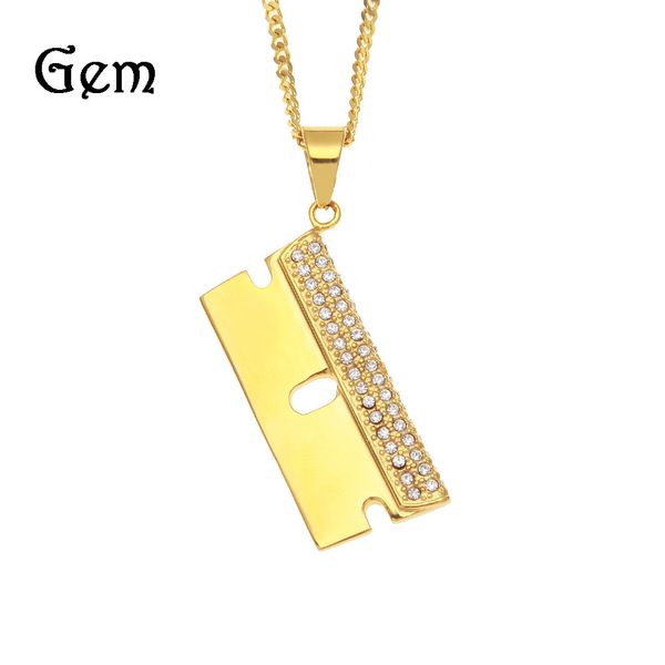 

cuban link chains cuban link chains fashion personality diamond stainless steel scraper pendant vacuum retaining gold-plated accessories, Silver