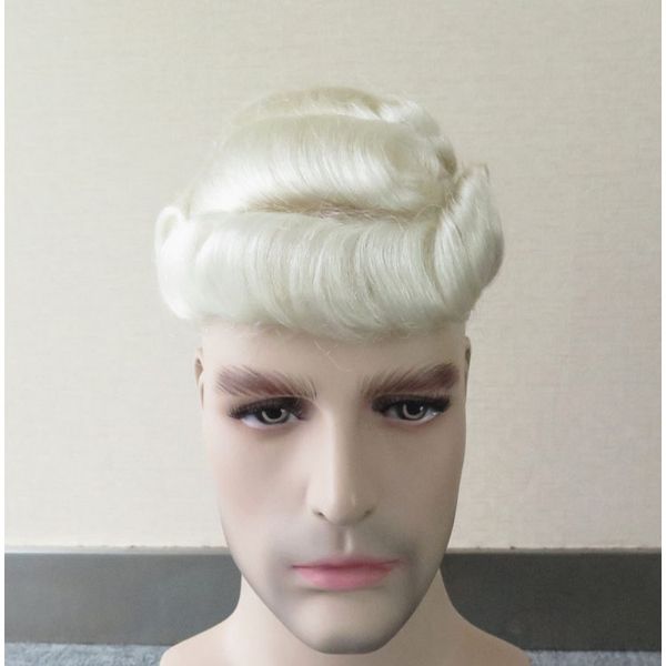 2019 White Men S Toupee 100 Virgin Human Hair Wigs Pu Thin