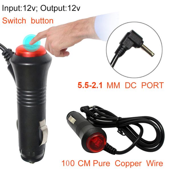 

2019 new dc12v 5.5-2.1mm car adapter charger cigarette lighter power plug cord gps cable adaptador do carro carregador cabo 3.1