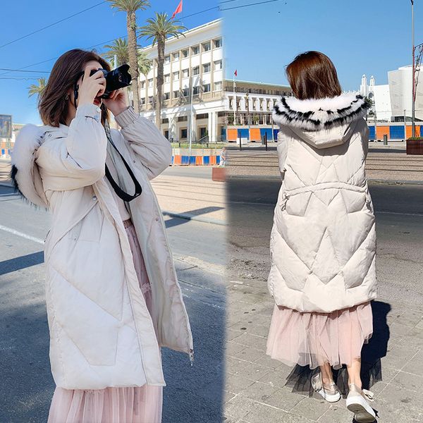 

women's trench coats selling down cotton girls long fund 2021 east gate overknee winter clothes loose coat woman thickening cotton-padd, Tan;black