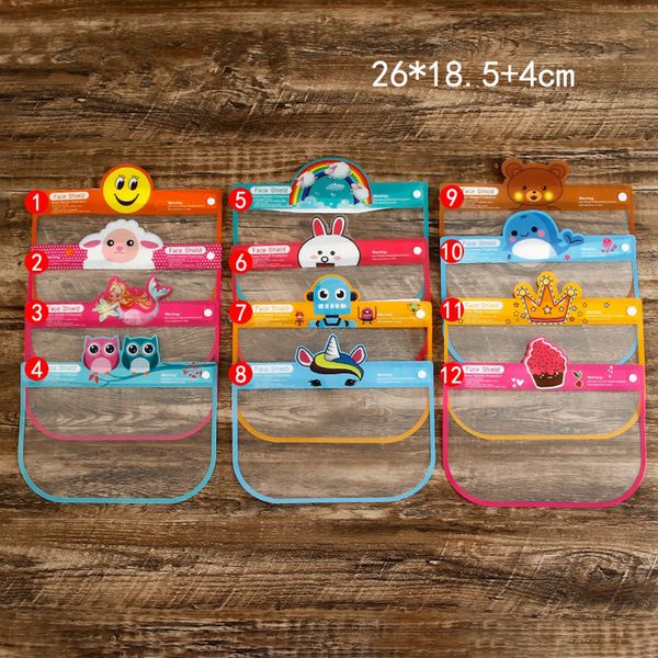 

children safety face shield kids cartoon transparent head cover anti fog splashing full face isolation protective clear mask rra3281