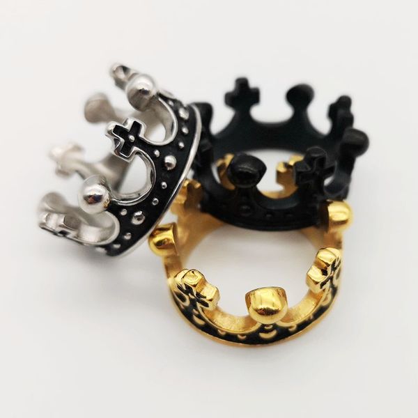 

antique color stainless steel crown rings men fashion cross crown finger band rings for women men bkrg0002, Silver