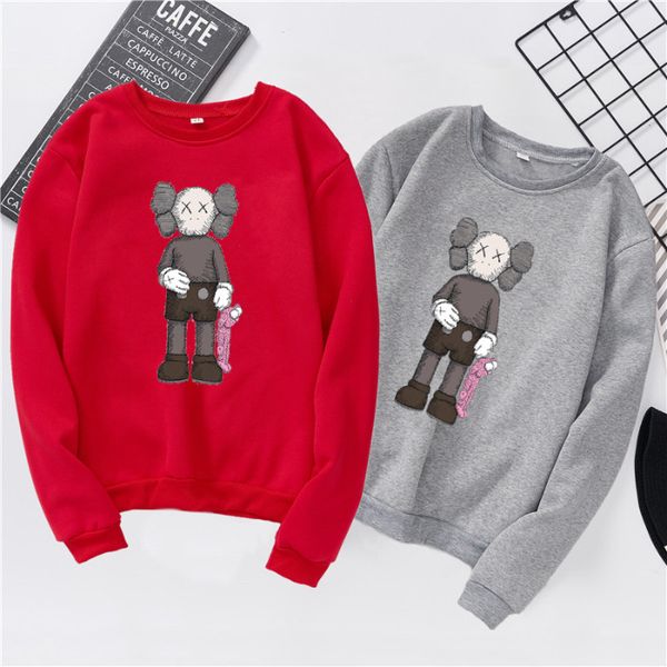 

new pullover long sleeve sweater with net red cartoon print and plush