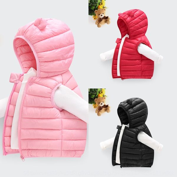 

2019 clothing down children's clothing cotton vest for boys and girls hooded ears light children's vest for boys and girls waistco, Camo