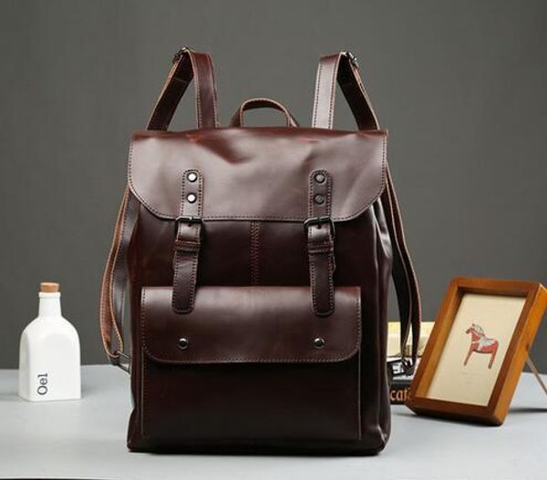 

leisure trend crazy horse leather men backpack backpack vintage locomotives contracted clamshell students travel bag mens brand package